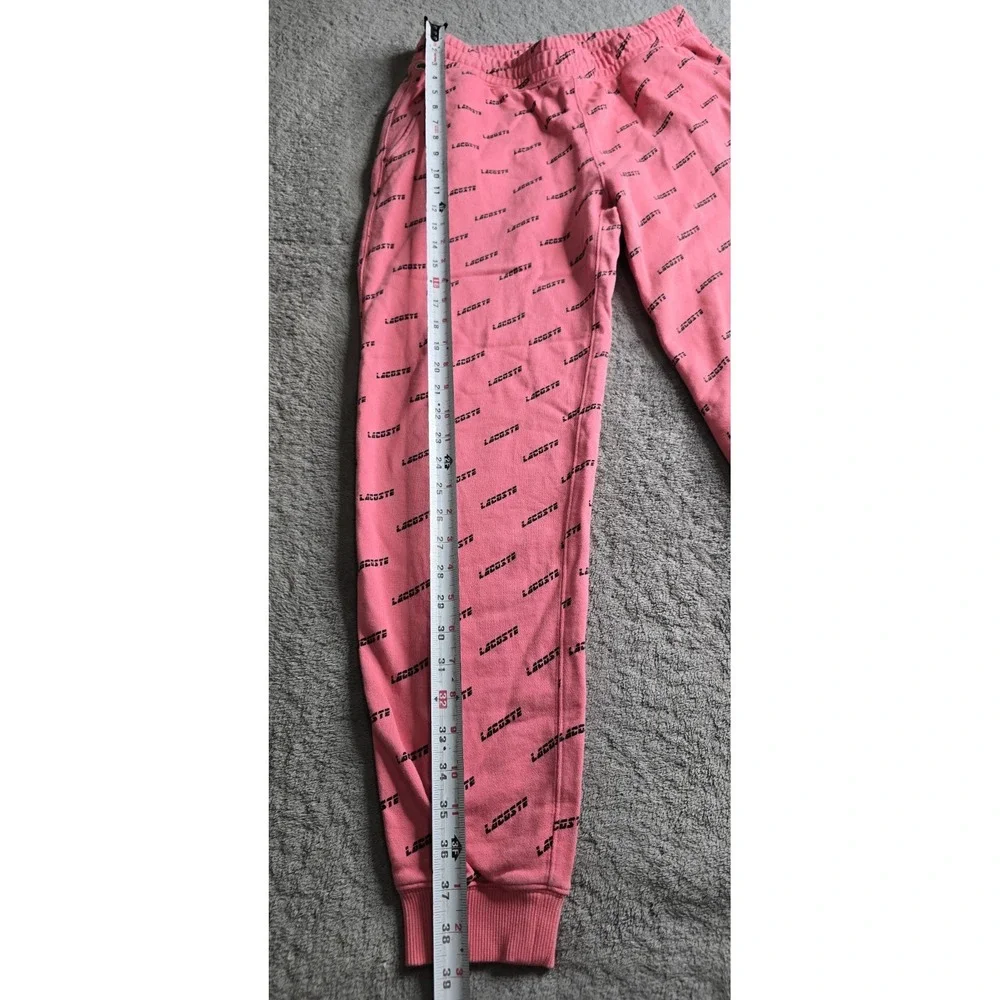 Lacoste Sweatpants Mens Medium Pink LIVE AOP Terry Cloth Fleece Jogger Lounge
